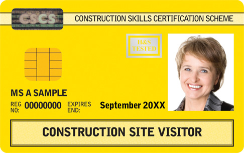 Yellow CSCS Card Construction Site Visitor Card